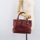 LOEWE Hand Bag Leather Bordeaux Silver Auth 214316A-25