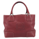 LOEWE Hand Bag Leather Bordeaux Silver Auth 214316A-3