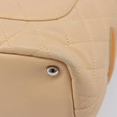 CHANEL Cambon Line Tote Bag Leather Beige CC Auth 214408V-12