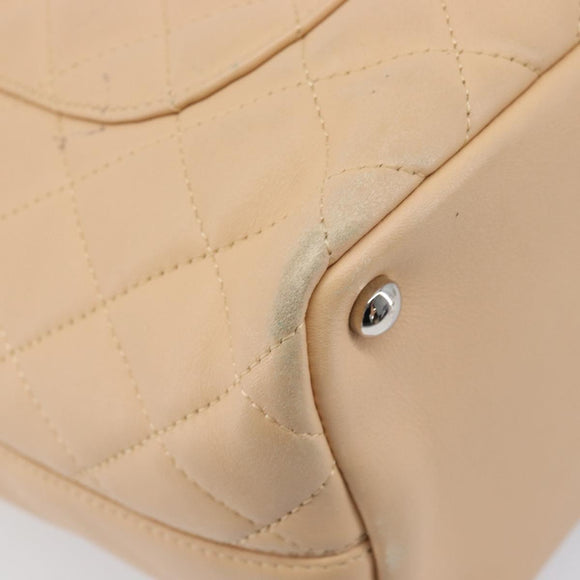CHANEL Cambon Line Tote Bag Leather Beige CC Auth 214408V