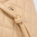 CHANEL Cambon Line Tote Bag Leather Beige CC Auth 214408V-15