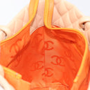 CHANEL Cambon Line Tote Bag Leather Beige CC Auth 214408V-21