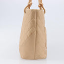 CHANEL Cambon Line Tote Bag Leather Beige CC Auth 214408V-5