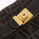 FENDI Zucca Canvas Vanity Hand Bag Brown Gold Auth 214416-14