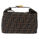 FENDI Zucca Canvas Vanity Hand Bag Brown Gold Auth 214416-3