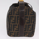 FENDI Zucca Canvas Vanity Hand Bag Brown Gold Auth 214416-5