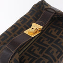 FENDI Zucca Canvas Vanity Hand Bag Brown Gold Auth 214416-7