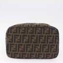 FENDI Zucca Canvas Vanity Hand Bag Brown Gold Auth 214416-9