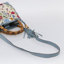 GUCCI Bamboo Hand Bag Canvas 2way Light Blue Gold 336032 Auth 214417V-10