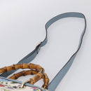 GUCCI Bamboo Hand Bag Canvas 2way Light Blue Gold 336032 Auth 214417V-11