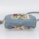 GUCCI Bamboo Hand Bag Canvas 2way Light Blue Gold 336032 Auth 214417V-12