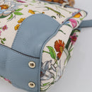 GUCCI Bamboo Hand Bag Canvas 2way Light Blue Gold 336032 Auth 214417V-13