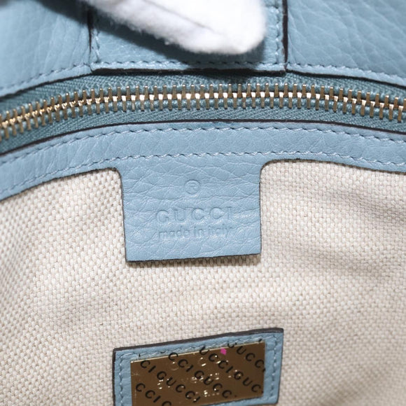 GUCCI Bamboo Hand Bag Canvas 2way Light Blue Gold 336032 Auth 214417V