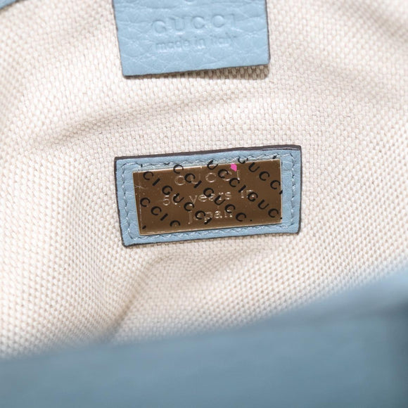 GUCCI Bamboo Hand Bag Canvas 2way Light Blue Gold 336032 Auth 214417V