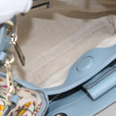 GUCCI Bamboo Hand Bag Canvas 2way Light Blue Gold 336032 Auth 214417V-19