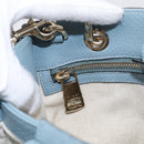 GUCCI Bamboo Hand Bag Canvas 2way Light Blue Gold 336032 Auth 214417V-22