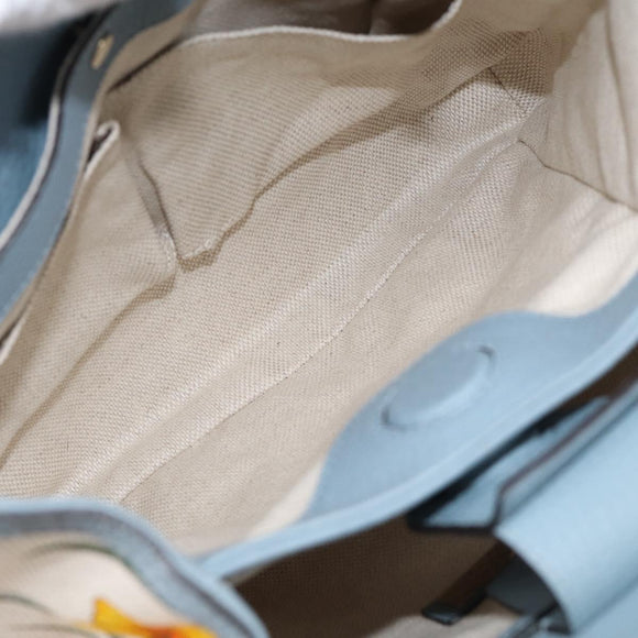GUCCI Bamboo Hand Bag Canvas 2way Light Blue Gold 336032 Auth 214417V