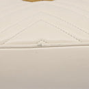 GUCCI GG Marmont Chain Shoulder Bag Leather White Gold 447632 Auth 214419A-12