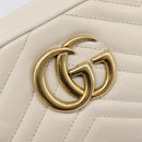 GUCCI GG Marmont Chain Shoulder Bag Leather White Gold 447632 Auth 214419A-17