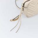 GUCCI GG Marmont Chain Shoulder Bag Leather White Gold 447632 Auth 214419A-19