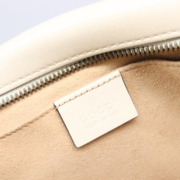 GUCCI GG Marmont Chain Shoulder Bag Leather White Gold 447632 Auth 214419A