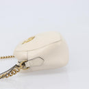 GUCCI GG Marmont Chain Shoulder Bag Leather White Gold 447632 Auth 214419A-5