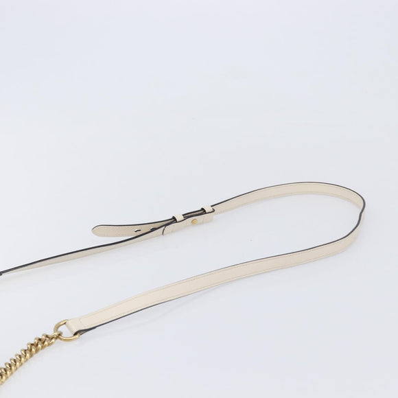 GUCCI GG Marmont Chain Shoulder Bag Leather White Gold 447632 Auth 214419A
