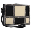 CHANEL Bijoux Clutch Bag Canvas Black Silver CC Auth 214422SM-1