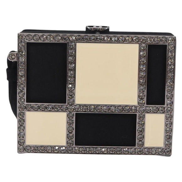 CHANEL Bijoux Clutch Bag Canvas Black Silver CC Auth 214422SM