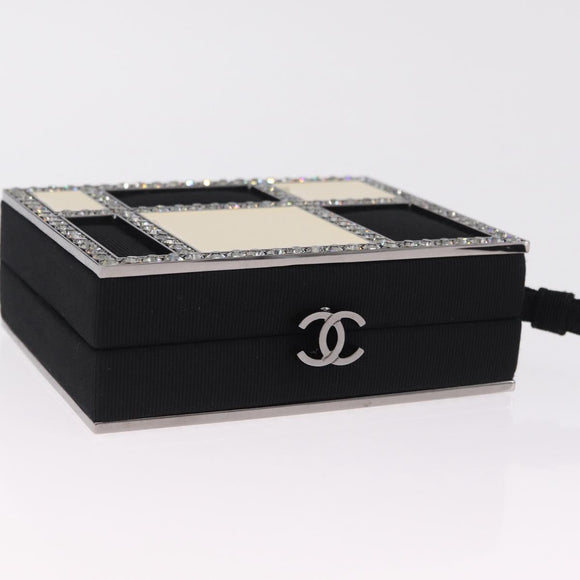 CHANEL Bijoux Clutch Bag Canvas Black Silver CC Auth 214422SM