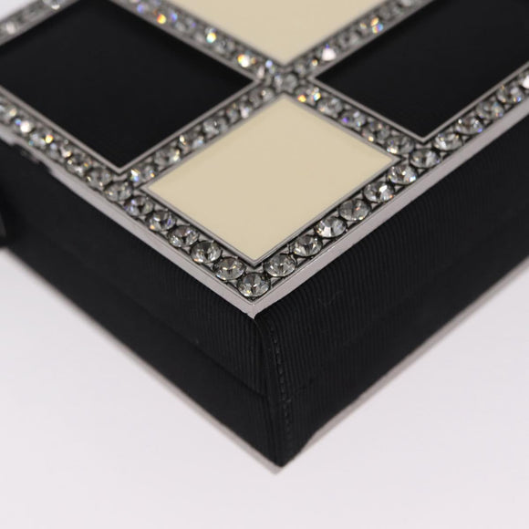CHANEL Bijoux Clutch Bag Canvas Black Silver CC Auth 214422SM