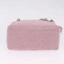 Christian Dior Lady Dior Canage Hand Bag Nylon Pink Silver Auth 214424V-11