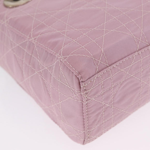 Christian Dior Lady Dior Canage Hand Bag Nylon Pink Silver Auth 214424V
