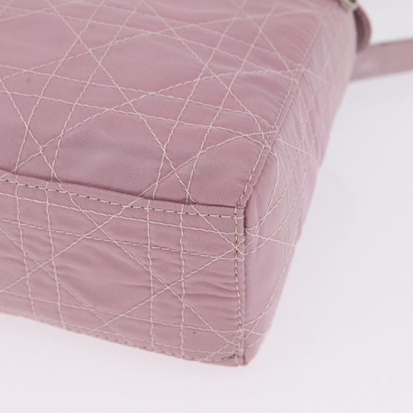 Christian Dior Lady Dior Canage Hand Bag Nylon Pink Silver Auth 214424V