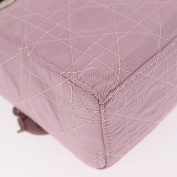 Christian Dior Lady Dior Canage Hand Bag Nylon Pink Silver Auth 214424V