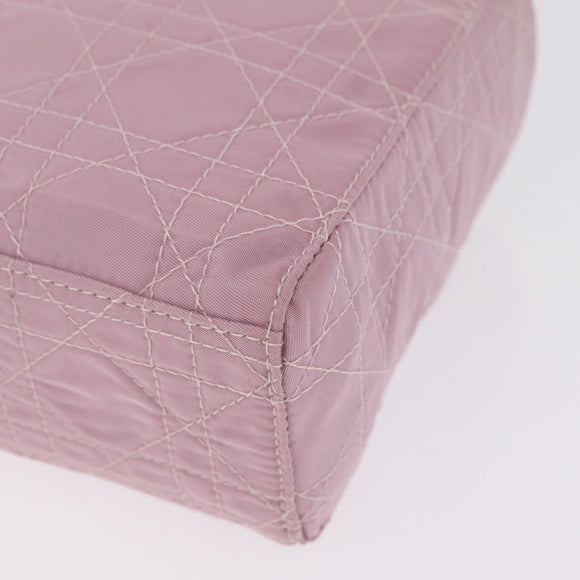 Christian Dior Lady Dior Canage Hand Bag Nylon Pink Silver Auth 214424V