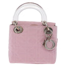 Christian Dior Lady Dior Canage Hand Bag Nylon Pink Silver Auth 214424V-2