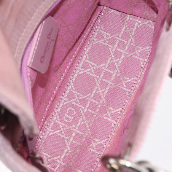 Christian Dior Lady Dior Canage Hand Bag Nylon Pink Silver Auth 214424V