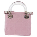 Christian Dior Lady Dior Canage Hand Bag Nylon Pink Silver Auth 214424V-3