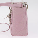 Christian Dior Lady Dior Canage Hand Bag Nylon Pink Silver Auth 214424V-4