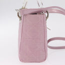 Christian Dior Lady Dior Canage Hand Bag Nylon Pink Silver Auth 214424V-5
