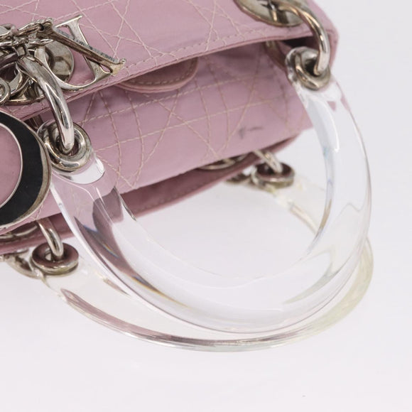 Christian Dior Lady Dior Canage Hand Bag Nylon Pink Silver Auth 214424V