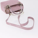 Christian Dior Lady Dior Canage Hand Bag Nylon Pink Silver Auth 214424V-9