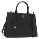 BURBERRY Frances Tote Bag Leather 2way Black Gold Auth 214425M-1