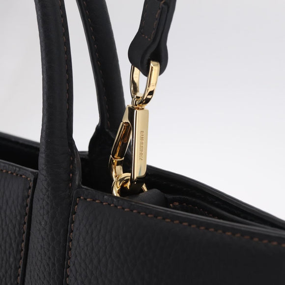 BURBERRY Frances Tote Bag Leather 2way Black Gold Auth 214425M