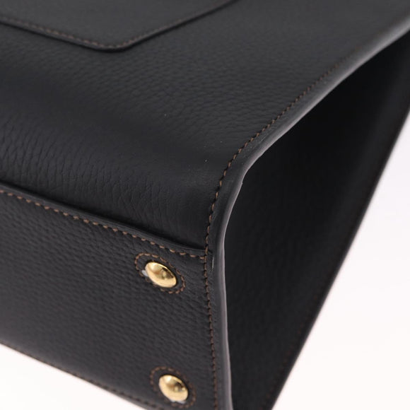 BURBERRY Frances Tote Bag Leather 2way Black Gold Auth 214425M