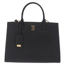 BURBERRY Frances Tote Bag Leather 2way Black Gold Auth 214425M-2