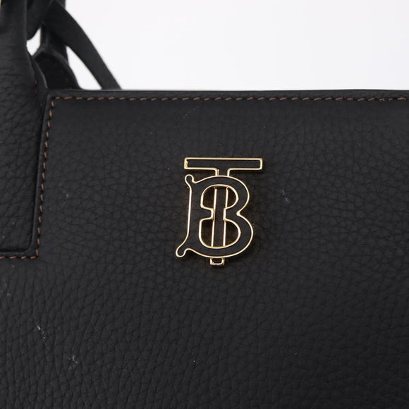 BURBERRY Frances Tote Bag Leather 2way Black Gold Auth 214425M