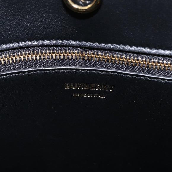 BURBERRY Frances Tote Bag Leather 2way Black Gold Auth 214425M