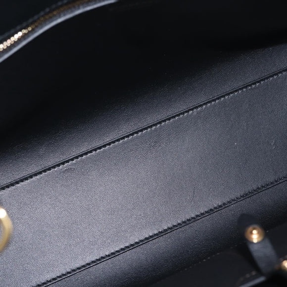 BURBERRY Frances Tote Bag Leather 2way Black Gold Auth 214425M